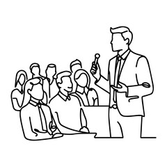 Business training and presentation concept.  Trainer giving lifeskill lesson to the class members. 