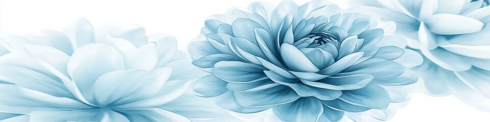 Obraz premium Soft Blue Floral Dreamscape A Delicate Watercolor Background with Petals in Atmospheric Bloom