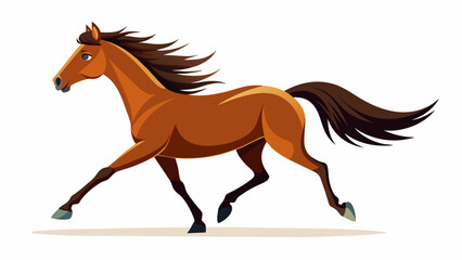 A beautiful bay mare with shining coat and flowing mane performs a flawless extended trot displaying her athleticism and grace.. Vector illustration