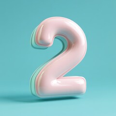 Fototapeta premium A digitally rendered three dimensional number two on a blue surface