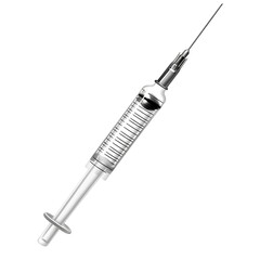 A medical syringe filled with liquid.