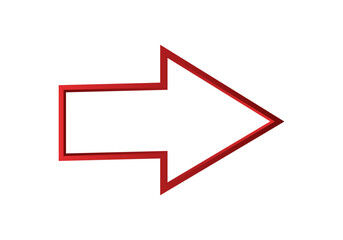 A red outlined arrow pointing right, symbolizing direction, movement, and navigation.