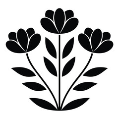Minimalist Floral Silhouette with Elegant Three Flower Design