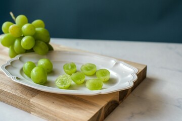 白いお皿にのっているシャインマスカット