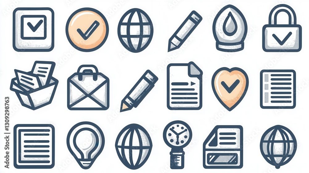 Poster comprehensive set of 15 stroke icons perfect for graphic design web interfaces infographics and vari