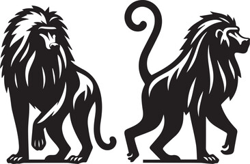 Fototapeta premium black Baboon clip art vector, Baboon silhouette vector, Baboon vector illustration, Baboon logo vector, Baboon vector icon, Baboon silhouette vector isolated on white background full body