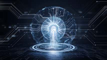 A holographic interface revealing the complex layers of an AI neural network.