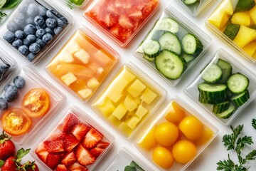 Fresh Fruit Vegetable Prep Healthy Snack Packs in Reusable Bags