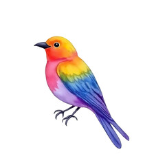 Obraz premium Colorful watercolor bird illustration nature scene vibrant wildlife outdoor setting artistic viewpoint