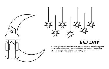 Eid day design one line drawing