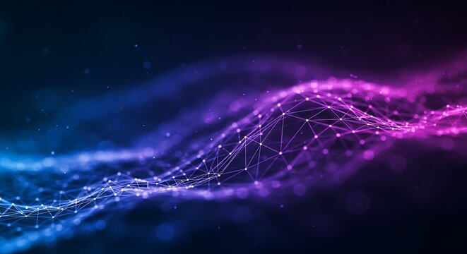 Abstract technology Network Connections background futuristic and technological Digital art network visualization Dark shades blue teal and purple black smooth gradients Art background  