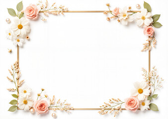 Fototapeta premium Elegant wedding frame adorned with floral accents, luxury decor
