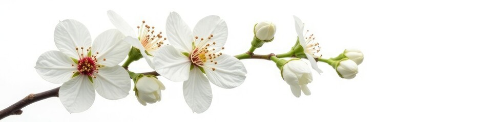 Obraz premium Delicate branch isolated on white background with intricate details, nature, closeup, background