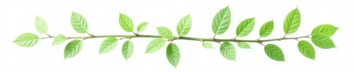 Naklejka premium Delicate branch with soft green leaves isolated on white background, branches, texture, organic