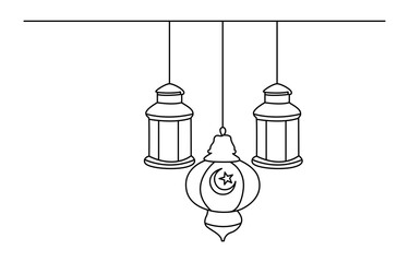 Eid day design one line drawing