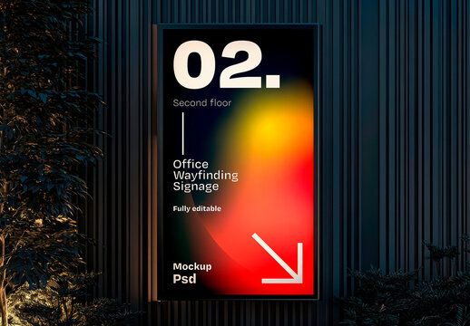 Illuminated Billboard Sign Mockup in Night Setting with Generative AI