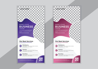 DL Flyer design Pink business template for dl flyer and Layout with modern circle photo and abstract background as well as Roll up banner.