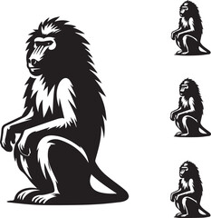 Naklejka premium black Baboon clip art vector, Baboon silhouette vector, Baboon vector illustration, Baboon logo vector, Baboon vector icon, Baboon silhouette vector isolated on white background full body
