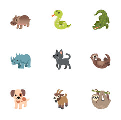 Fototapeta premium Pattern with animals isolated on white background 