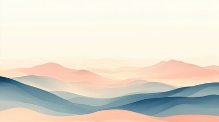 Serene Abstract Landscape with Soft Pastel Colors and Gentle Hills
