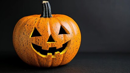 Creative jack-o'-lantern with a friendly expression on a dark background perfect for Halloween decoration