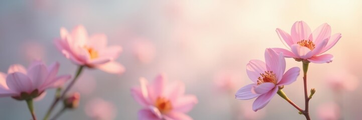 Blurred pastel floral banner, soft focus effect, soft focus, light colors, flower petals