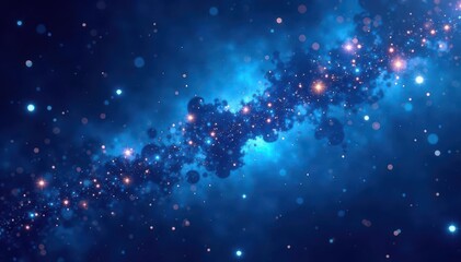 Deep blue cosmic backdrop, glittering stars and sparkles , texture, galaxy, vector
