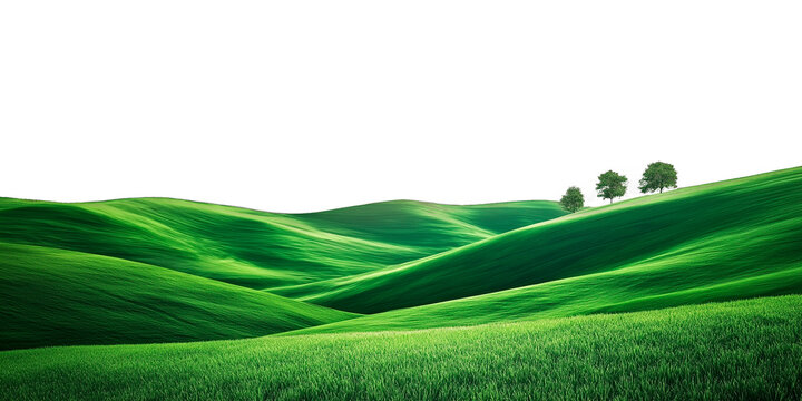 Valles y llanuras verdes con cielo transparente
