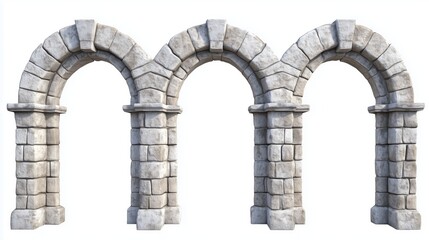 Fototapeta premium Three stone archways ancient design architectural detail AI generated