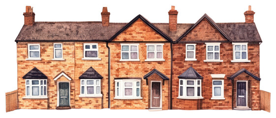 Fototapeta premium PNG English brick semi-detached houses architecture illustration neighborhood.