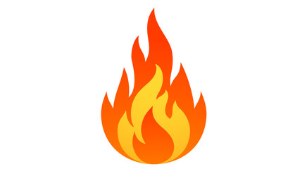 Fire, flame, bonfire. Flame fire icon, abstract style on white background. Flat burn fire symbol, bonfire sign, flame campfire emoji. Camping fireball minimal graphic style. Vector Illustration © foxysgraphic