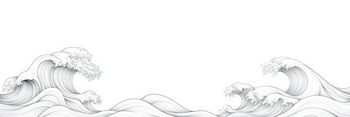 Elegant Vector Line Art of Ocean Waves on a Clean White Background for Artistic and Decorative Use in Various Projects and Designs, A golden line waves  Japanese