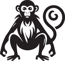 Fototapeta premium black monkey clip art vector, monkey silhouette vector, monkey vector illustration, monkey logo vector, monkey vector icon, monkey silhouette vector isolated on white background full body