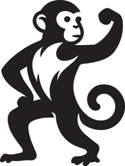 Obraz premium black monkey clip art vector, monkey silhouette vector, monkey vector illustration, monkey logo vector, monkey vector icon, monkey silhouette vector isolated on white background full body