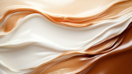 This image features smooth and glossy layers of creamy textures in delicately blended pink and off-white shades, creating a soft and inviting visual experience for viewers.