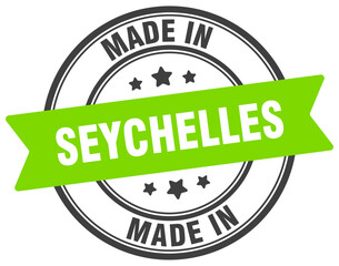 Made in Seychelles round sign. Made in Seychelles stamp.