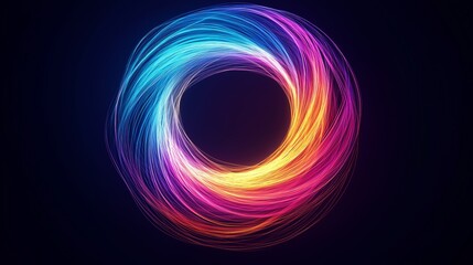 Vibrant swirling light patterns create a captivating circular design