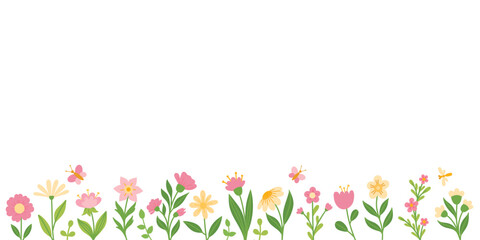 Horizontal banner with spring flowers
