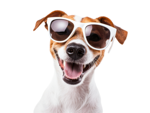 Isolated Jack Russell Terrier with Sunglasses