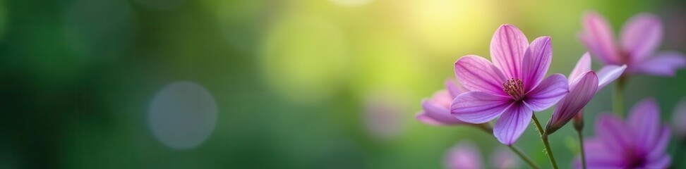 Fototapeta premium Vibrant purple bloom, crisp detail, soft green bokeh, vibrant, bloom, plant