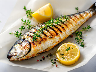 A smoky grilled mackerel with a tangy lemon and herb marinade.