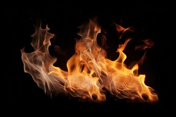 Flames dancing in darkness fire element visual art abstract environment close-up view energy concept
