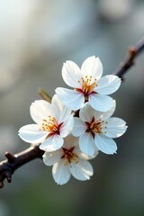 Lightly scented white blooms unfurl on cherry branch, blossoms blossoms, blossom, bloom