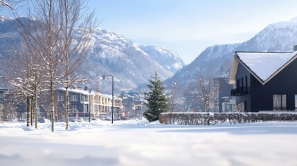 Snowy Mountain Village Houses