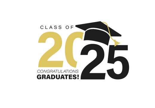 Class of 2025 vector illustration. Festive celebration design for graduation events and announcements. Congratulations graduates design template for social media posts to honor graduates.
