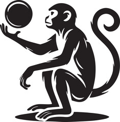 black monkey clip art vector, monkey silhouette vector, monkey vector illustration, monkey logo vector, monkey vector icon, monkey silhouette vector isolated on white background full body