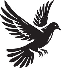 Obraz premium black dove bird clip art vector, dove bird silhouette vector, dove bird vector illustration, dove bird logo vector, dove bird vector icon, dove bird silhouette vector isolated on white background full