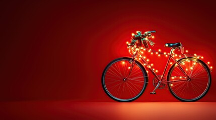 Fototapeta premium Red Bicycle with Christmas Theme