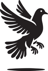 Obraz premium black dove bird clip art vector, dove bird silhouette vector, dove bird vector illustration, dove bird logo vector, dove bird vector icon, dove bird silhouette vector isolated on white background full