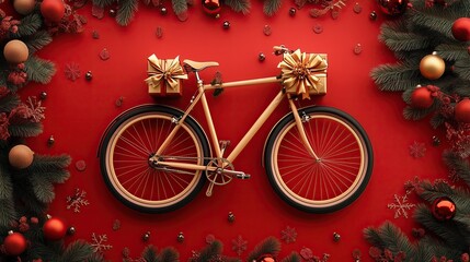 Red Bicycle with Christmas Theme